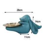 Maxbell Chinese Style Rabbit Figurine Storage Tray Easter Gifts Entrance Key Holder green sitting