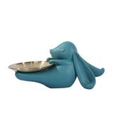 Maxbell Chinese Style Rabbit Figurine Storage Tray Easter Gifts Entrance Key Holder green sitting