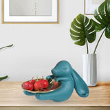 Maxbell Chinese Style Rabbit Figurine Storage Tray Easter Gifts Entrance Key Holder green sitting
