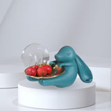 Maxbell Chinese Style Rabbit Figurine Storage Tray Easter Gifts Entrance Key Holder green sitting