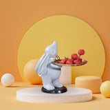 Maxbell Chinese Style Rabbit Figurine Storage Tray Easter Gifts Entrance Key Holder gray standing