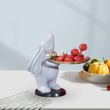 Maxbell Chinese Style Rabbit Figurine Storage Tray Easter Gifts Entrance Key Holder gray standing