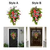 Maxbell Winter Christmas Teardrop Wreath with Bow for Party Festival Xmas Decoration StyleA