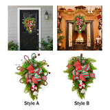 Maxbell Winter Christmas Teardrop Wreath with Bow for Party Festival Xmas Decoration StyleA
