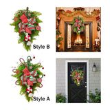 Maxbell Winter Christmas Teardrop Wreath with Bow for Party Festival Xmas Decoration StyleA