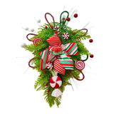 Maxbell Winter Christmas Teardrop Wreath with Bow for Party Festival Xmas Decoration StyleA