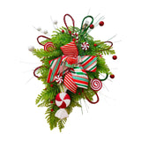 Maxbell Winter Christmas Teardrop Wreath with Bow for Party Festival Xmas Decoration StyleA