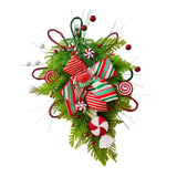Maxbell Winter Christmas Teardrop Wreath with Bow for Party Festival Xmas Decoration StyleA
