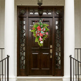 Maxbell Winter Christmas Teardrop Wreath with Bow for Party Festival Xmas Decoration StyleA