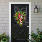 Maxbell Winter Christmas Teardrop Wreath with Bow for Party Festival Xmas Decoration StyleA