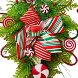 Maxbell Winter Christmas Teardrop Wreath with Bow for Party Festival Xmas Decoration StyleA