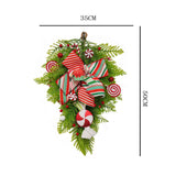 Maxbell Winter Christmas Teardrop Wreath with Bow for Party Festival Xmas Decoration StyleB