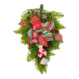 Maxbell Winter Christmas Teardrop Wreath with Bow for Party Festival Xmas Decoration StyleB