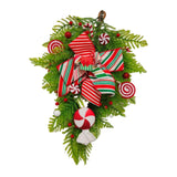Maxbell Winter Christmas Teardrop Wreath with Bow for Party Festival Xmas Decoration StyleB