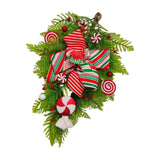 Maxbell Winter Christmas Teardrop Wreath with Bow for Party Festival Xmas Decoration StyleB
