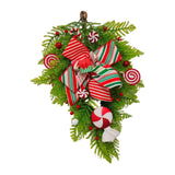 Maxbell Winter Christmas Teardrop Wreath with Bow for Party Festival Xmas Decoration StyleB