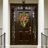 Maxbell Winter Christmas Teardrop Wreath with Bow for Party Festival Xmas Decoration StyleB