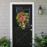 Maxbell Winter Christmas Teardrop Wreath with Bow for Party Festival Xmas Decoration StyleB