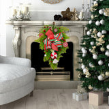 Maxbell Winter Christmas Teardrop Wreath with Bow for Party Festival Xmas Decoration StyleB