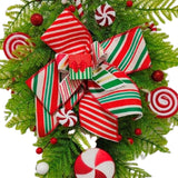 Maxbell Winter Christmas Teardrop Wreath with Bow for Party Festival Xmas Decoration StyleB