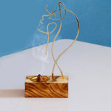 Maxbell Looking up Women Face Figures Statue Incense Burner Human Sculptures for Home Aureate