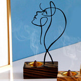 Maxbell Looking up Women Face Figures Statue Incense Burner Human Sculptures for Home Black