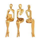 Maxbell 3x Thinking Statues Resin Figurine Collectible Art for Home Decoration