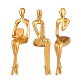 Maxbell 3x Thinking Statues Resin Figurine Collectible Art for Home Decoration