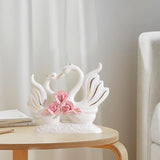 Maxbell Swan Figurines Ornament Farmhouse Centerpiece Bedroom Home Office Party Pink