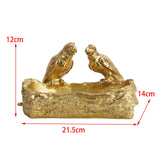 Maxbell Resin Parrot Statues Vanity Tray Figurine Sculptures Living Room Storage Box Aureate
