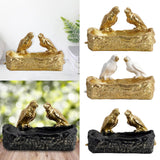 Maxbell Resin Parrot Statues Vanity Tray Figurine Sculptures Living Room Storage Box Aureate