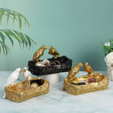 Maxbell Resin Parrot Statues Vanity Tray Figurine Sculptures Living Room Storage Box Aureate