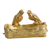 Maxbell Resin Parrot Statues Vanity Tray Figurine Sculptures Living Room Storage Box Aureate