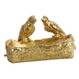 Maxbell Resin Parrot Statues Vanity Tray Figurine Sculptures Living Room Storage Box Aureate