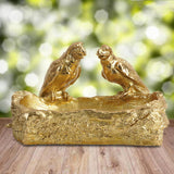 Maxbell Resin Parrot Statues Vanity Tray Figurine Sculptures Living Room Storage Box Aureate