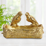 Maxbell Resin Parrot Statues Vanity Tray Figurine Sculptures Living Room Storage Box Aureate
