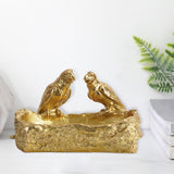 Maxbell Resin Parrot Statues Vanity Tray Figurine Sculptures Living Room Storage Box Aureate