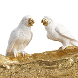 Maxbell Resin Parrot Statues Vanity Tray Figurine Sculptures Living Room Storage Box White