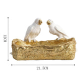 Maxbell Resin Parrot Statues Vanity Tray Figurine Sculptures Living Room Storage Box White