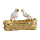 Maxbell Resin Parrot Statues Vanity Tray Figurine Sculptures Living Room Storage Box White