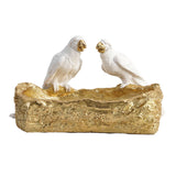 Maxbell Resin Parrot Statues Vanity Tray Figurine Sculptures Living Room Storage Box White