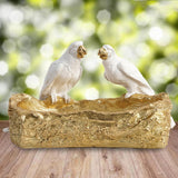Maxbell Resin Parrot Statues Vanity Tray Figurine Sculptures Living Room Storage Box White
