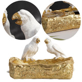 Maxbell Resin Parrot Statues Vanity Tray Figurine Sculptures Living Room Storage Box White
