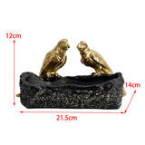 Maxbell Resin Parrot Statues Vanity Tray Figurine Sculptures Living Room Storage Box Black