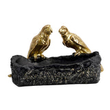 Maxbell Resin Parrot Statues Vanity Tray Figurine Sculptures Living Room Storage Box Black
