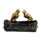 Maxbell Resin Parrot Statues Vanity Tray Figurine Sculptures Living Room Storage Box Black