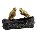 Maxbell Resin Parrot Statues Vanity Tray Figurine Sculptures Living Room Storage Box Black