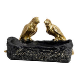Maxbell Resin Parrot Statues Vanity Tray Figurine Sculptures Living Room Storage Box Black