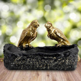 Maxbell Resin Parrot Statues Vanity Tray Figurine Sculptures Living Room Storage Box Black