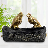 Maxbell Resin Parrot Statues Vanity Tray Figurine Sculptures Living Room Storage Box Black
